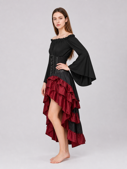 Pirate costume with corset and tiered skirt