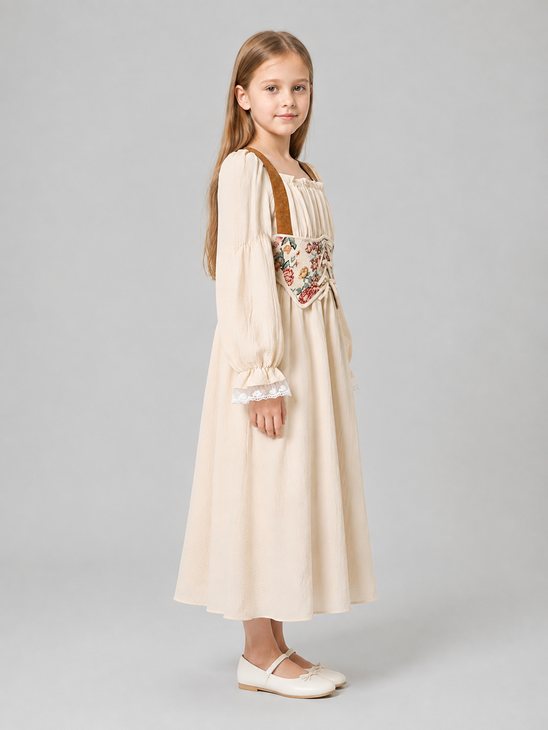 Long Dress with Corset Panel and Lacing side view