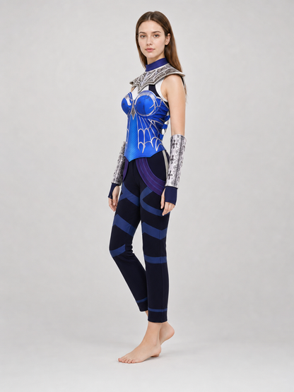 Kitana Cosplay Costume: Blue Armor with Mask