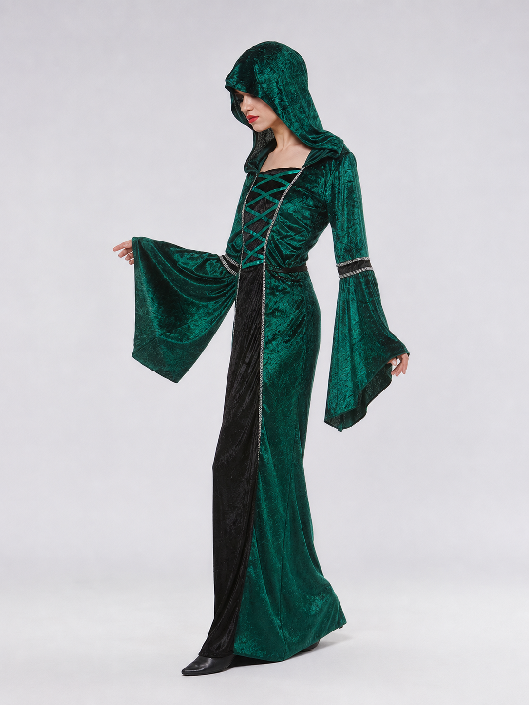 Gothic-Style Hooded Costume Dress