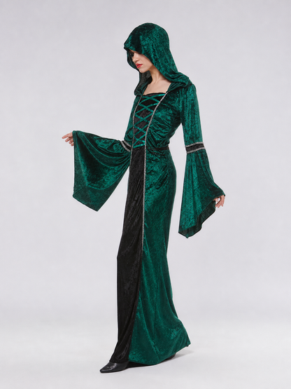 Gothic-Style Hooded Costume Dress