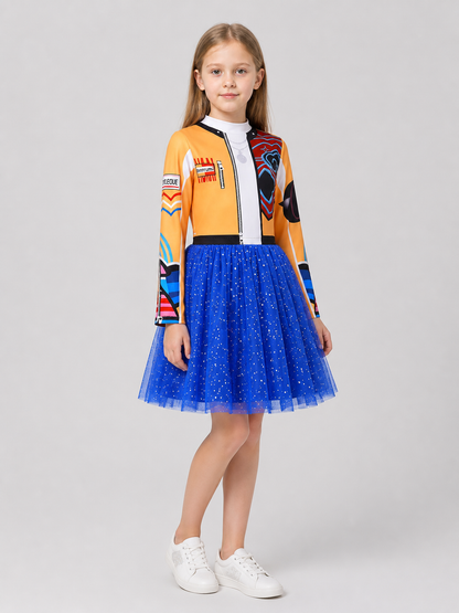 Rumi Cosplay Dress with Long Sleeves and a Full Skirt side view