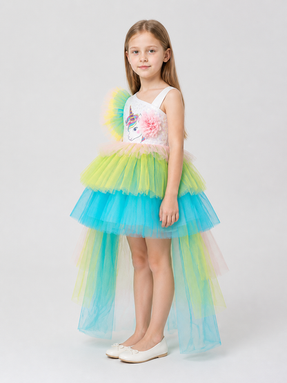 Princess Dress with Unicorn, Rainbow, and Train