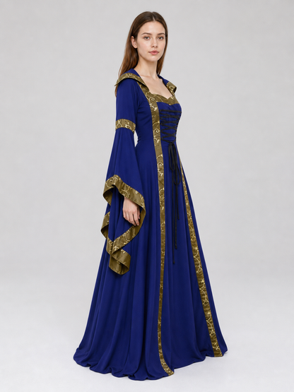 Medieval Hooded Lace-Up Dress
