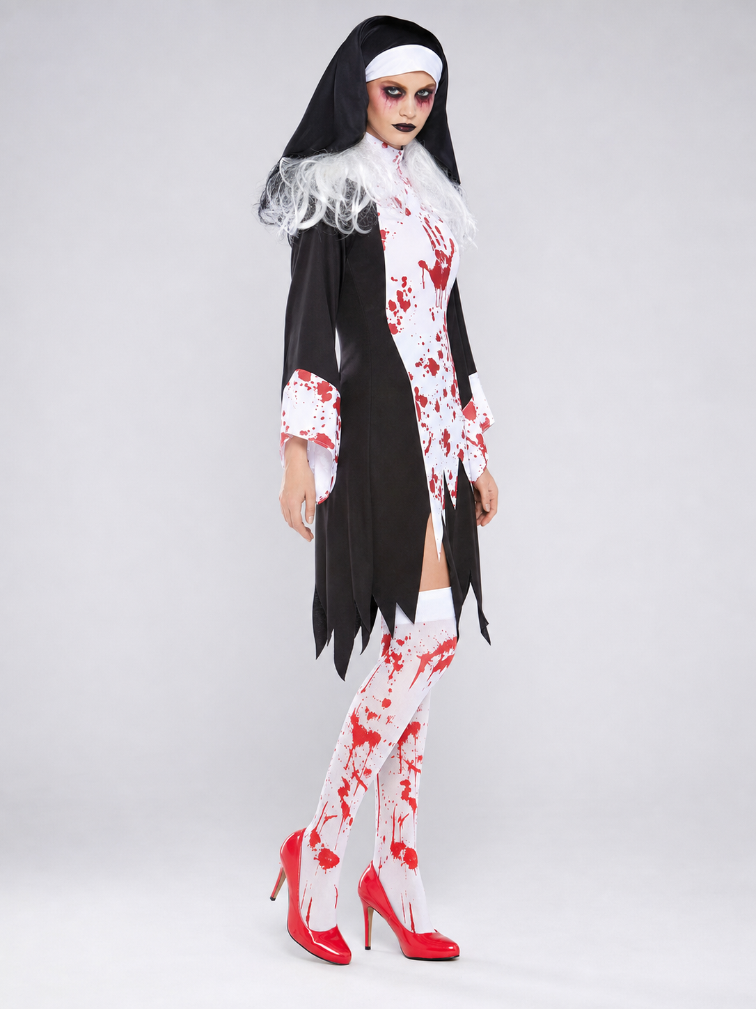 Cosplay Costume with Bloodstains, White and Black