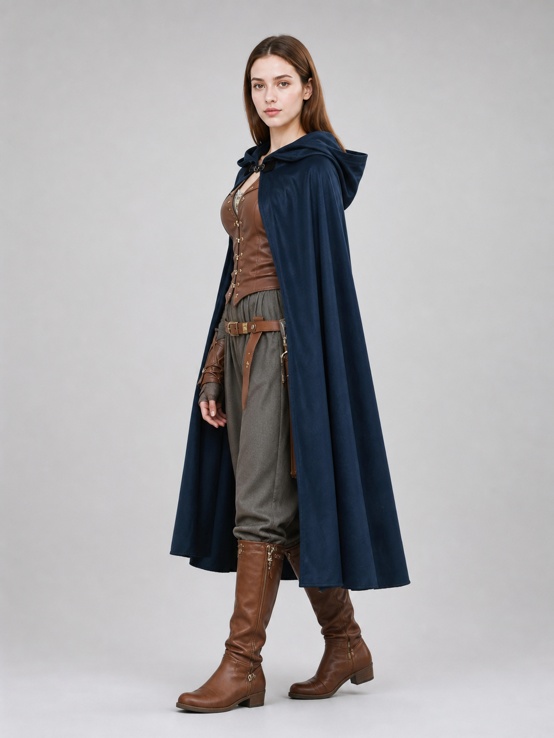Dark Blue Hooded Costume Cloak