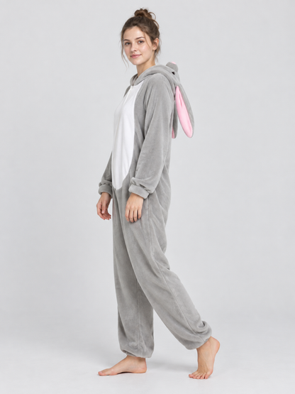 Kigurumi Pajama with Bunny Ears and White Panel