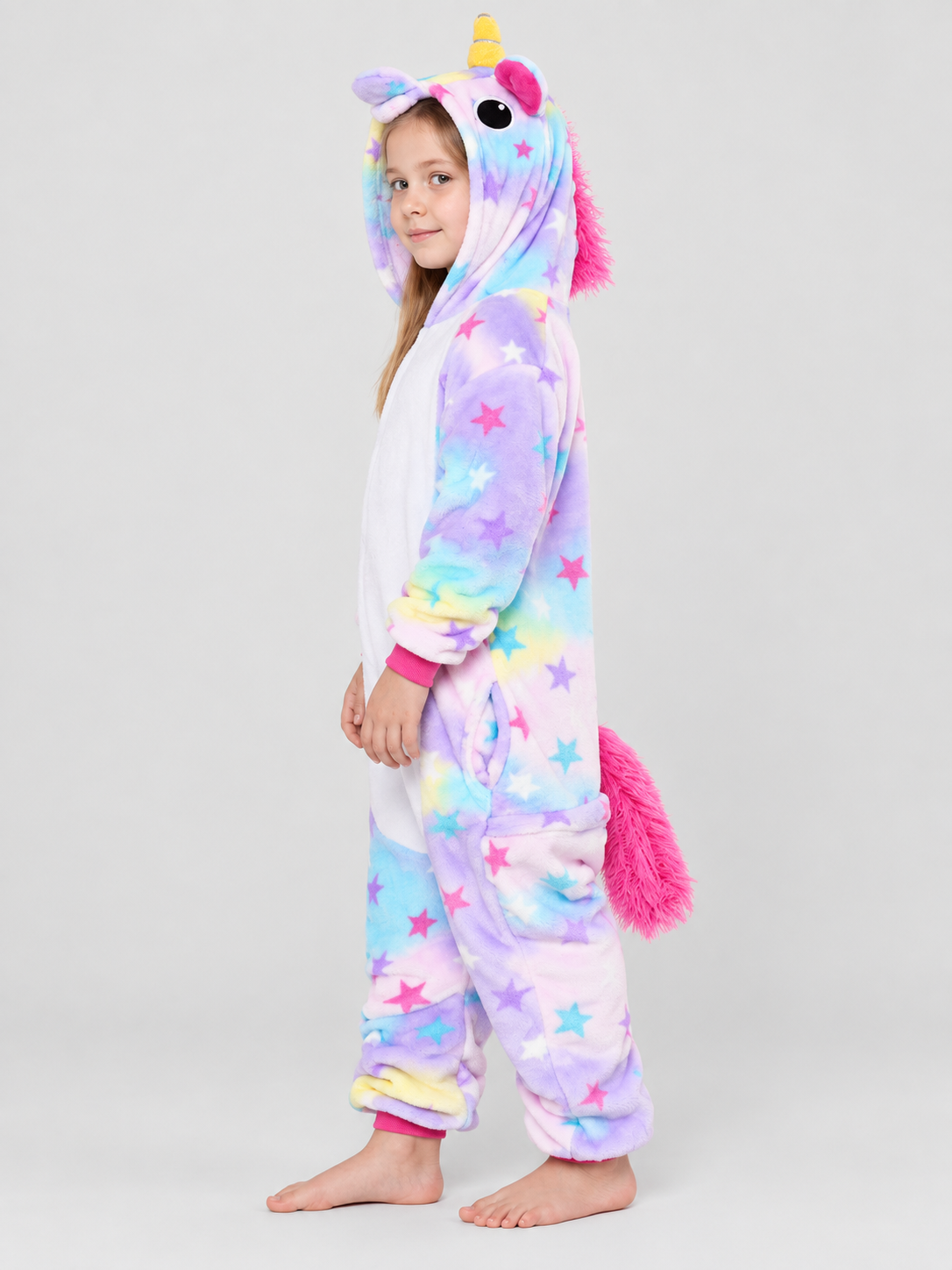 Kids' Hooded One-Piece Pajama with Horn and Ears
