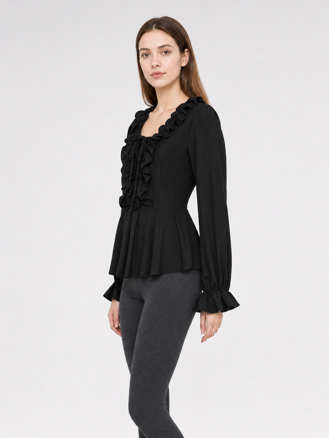 Renaissance-Style Shirt with Jabot and Lacing