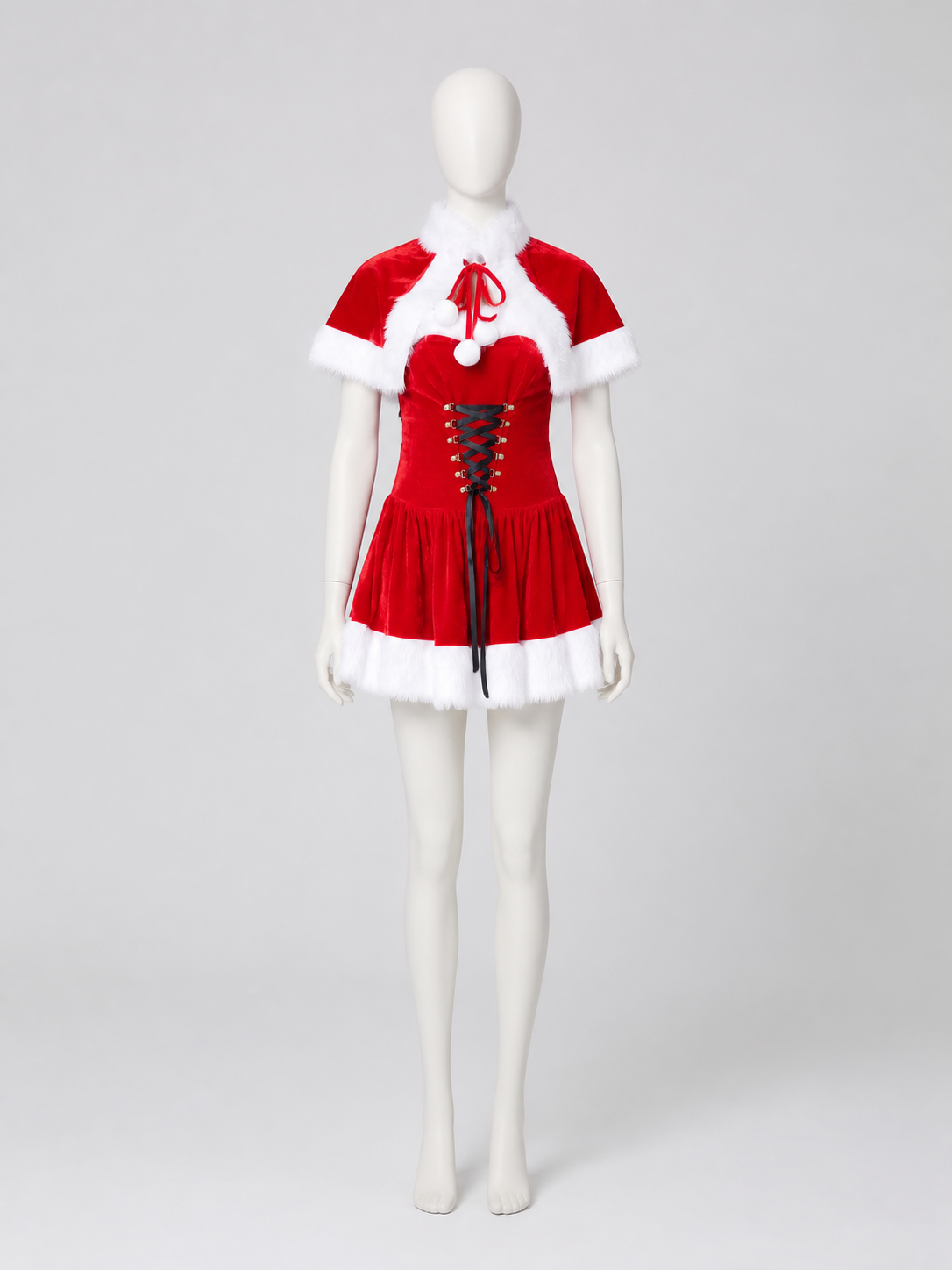 New Year's Costume: Short Dress with Plush Trim side view