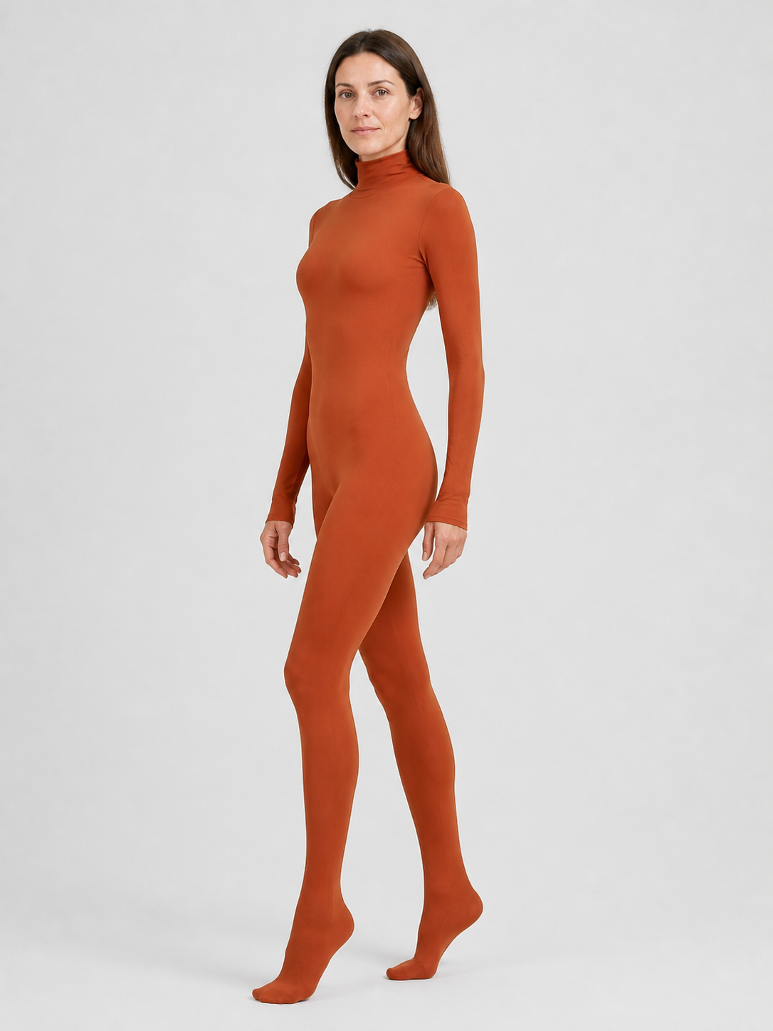 Stage jumpsuit with gloves and socks, orange side view