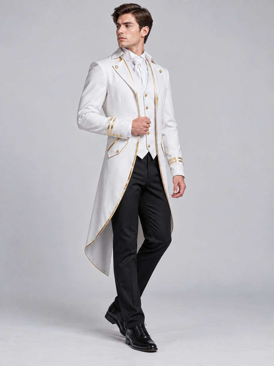 White Tailcoat with Gold Trim and Buttons