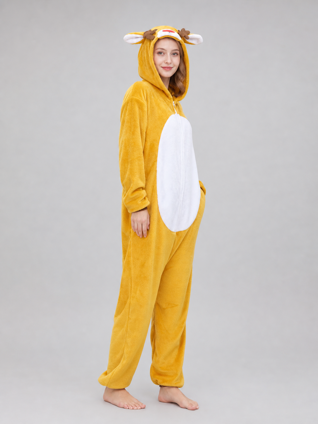 Plush Deer Costume with Hood and Ears