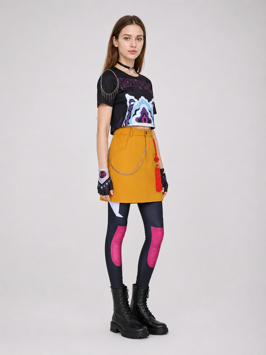 Mila Cosplay Costume: Top, Skirt, Stockings, and Accessories