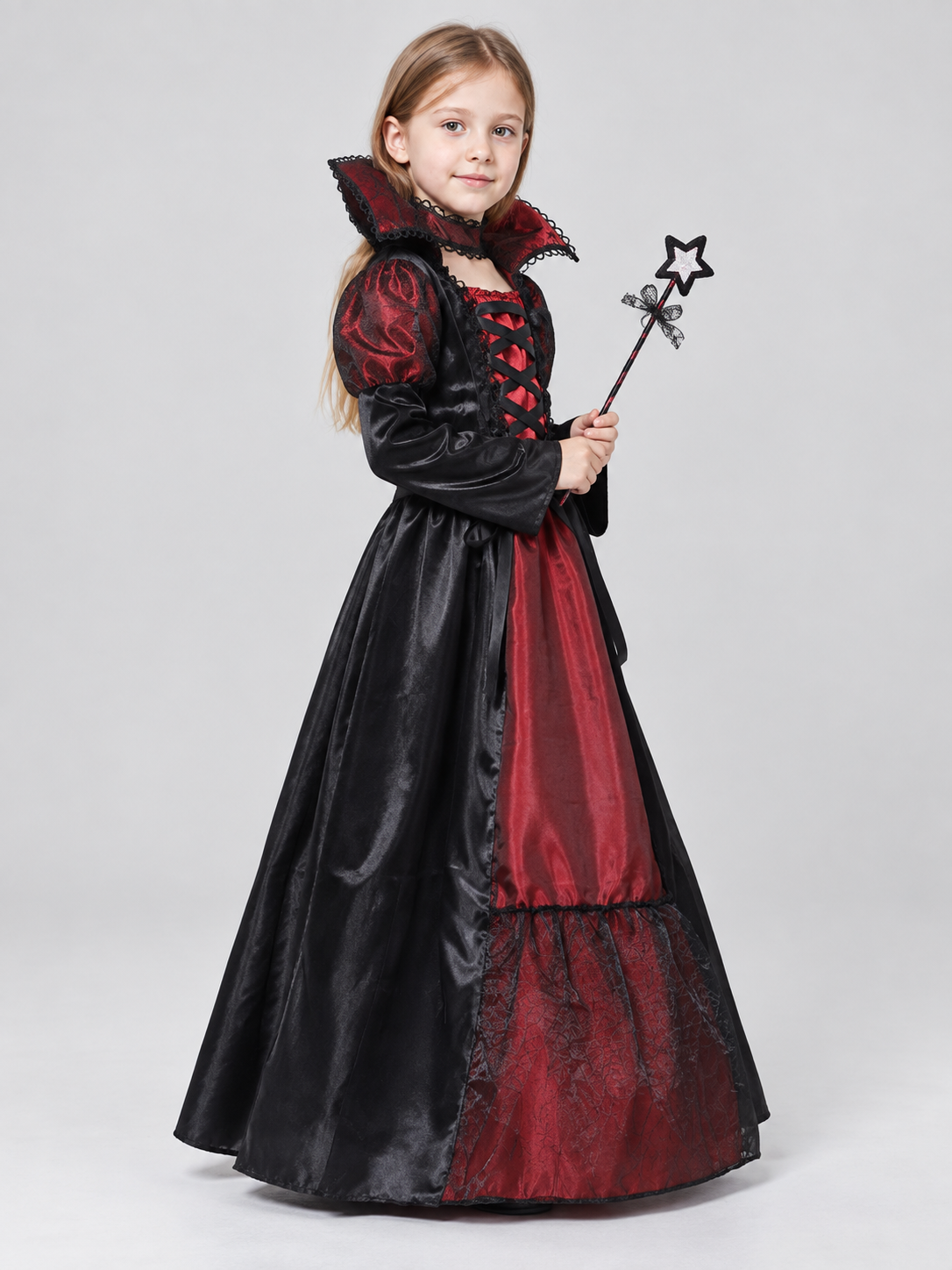 Children's Black and Red Lace-Up Carnival Costume side view