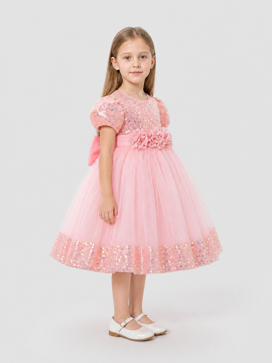 Tulle Dress with Flowers for Birthdays and Baptisms