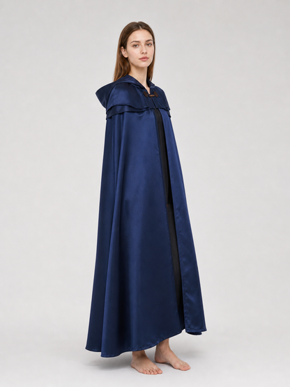 Viking Hooded Cape Cloak, Dark Blue