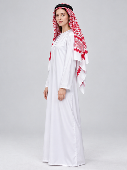Arabian-themed costume with headscarf side view
