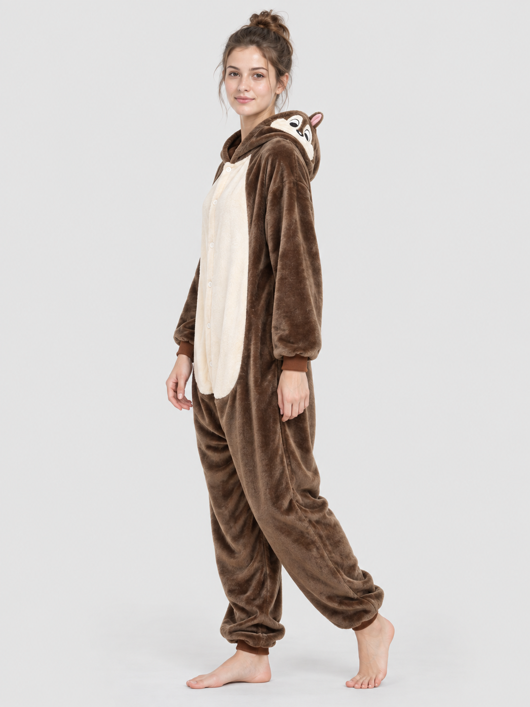Brown Hooded Onesie Pajama with Ears