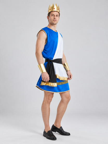 Zeus Carnival Costume with Tunic, Crown, and Armbands