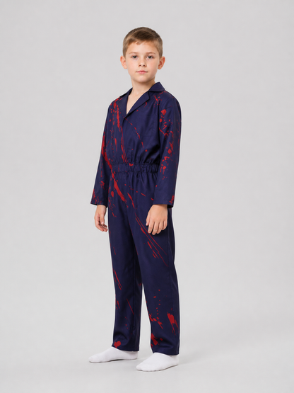 Michael cosplay costume, bloody work jumpsuit side view