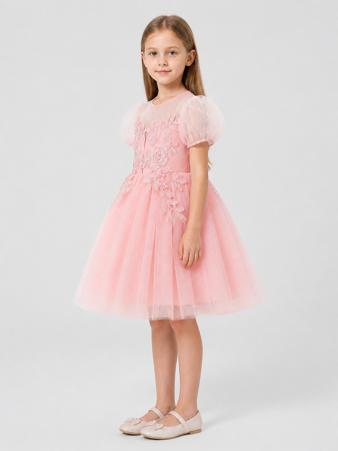 Festive Princess Dress with a Full Skirt and Embroidery side view