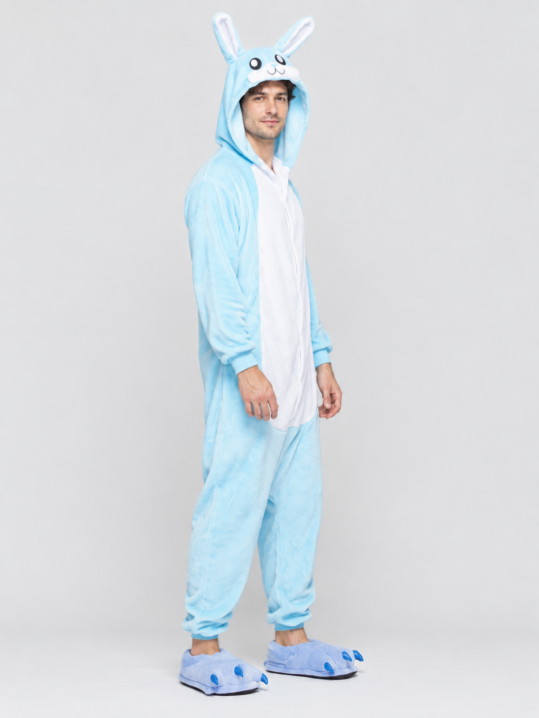 Flannel Pajama Jumpsuit with Bunny Hood