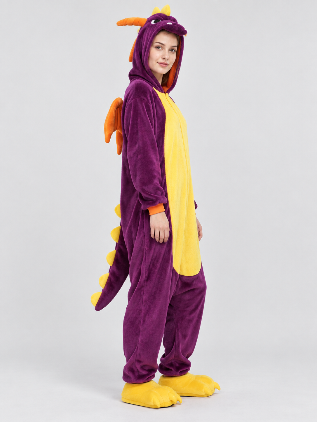 Dragon Kigurumi Pajama, Purple, with Hood and Tail
