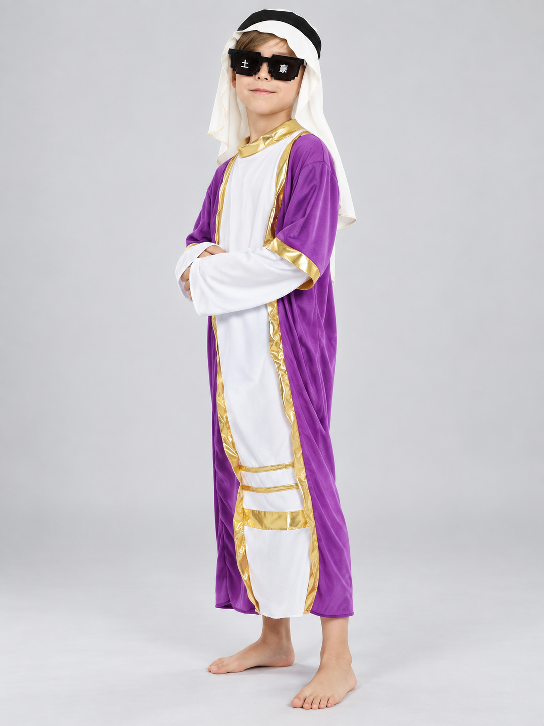 Kids' Oriental Carnival Costume: Robe, Headscarf, Glasses