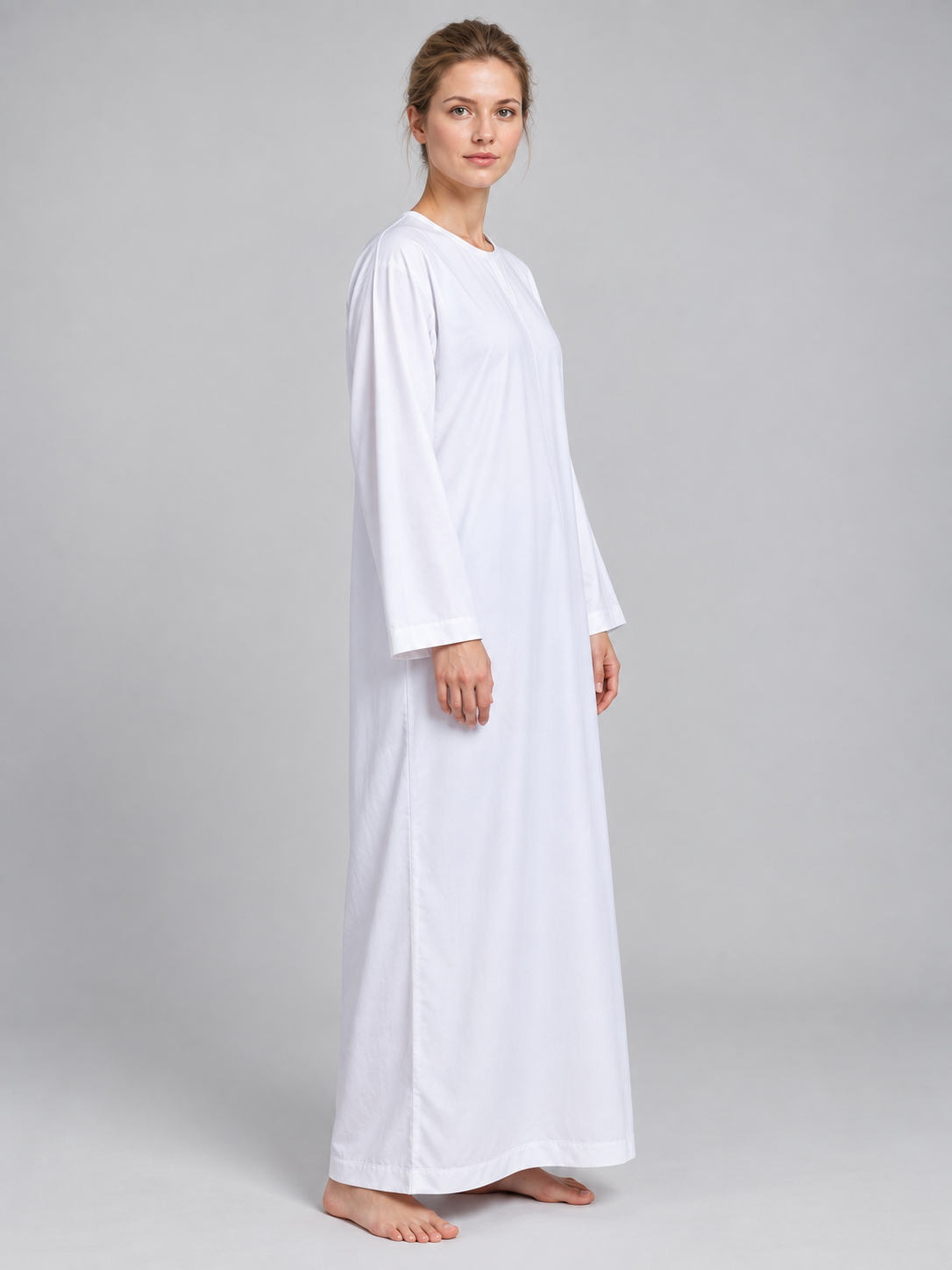 Long White Loose Straight-Cut Tunic side view