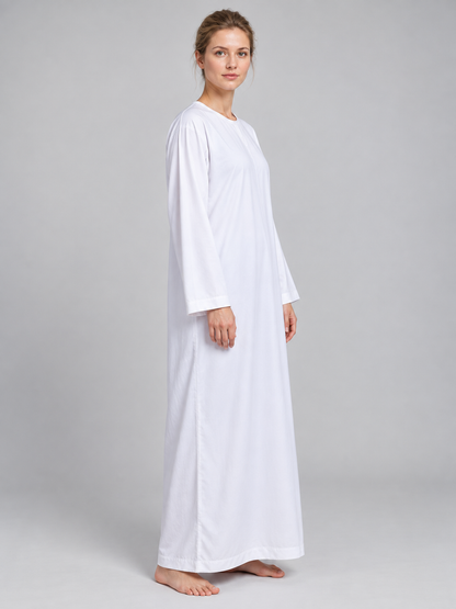 Long White Loose Straight-Cut Tunic side view