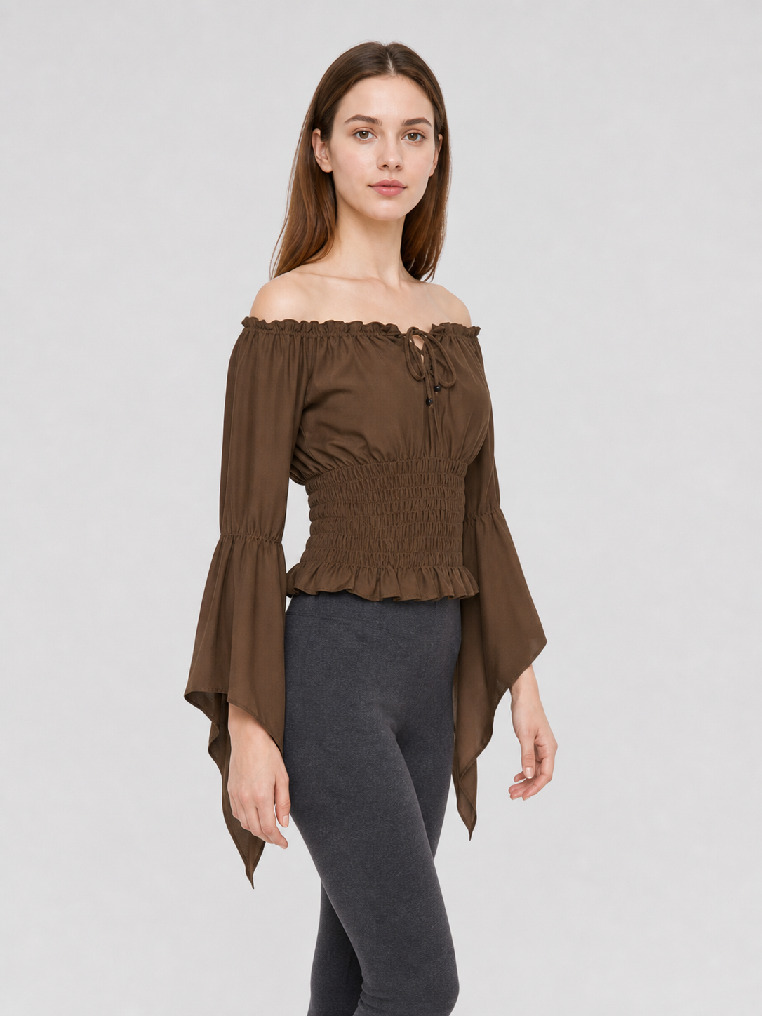 Cropped Ruffled Blouse with Front Tie
