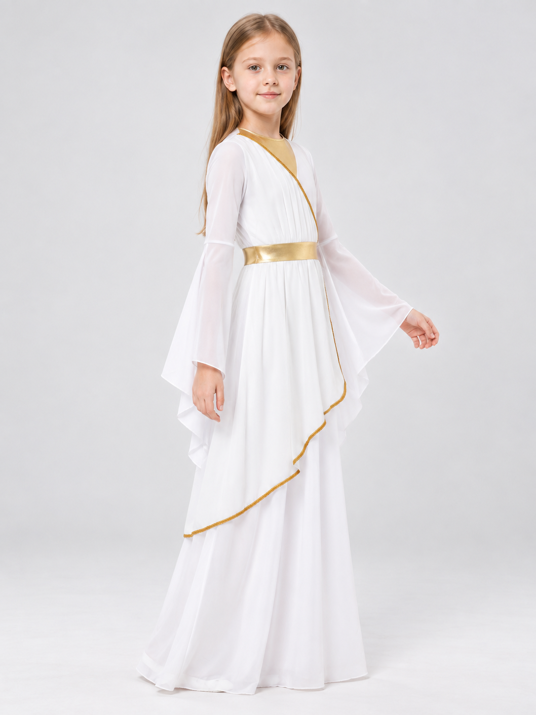 Athena Kids' Costume with Cape and Flared Sleeves