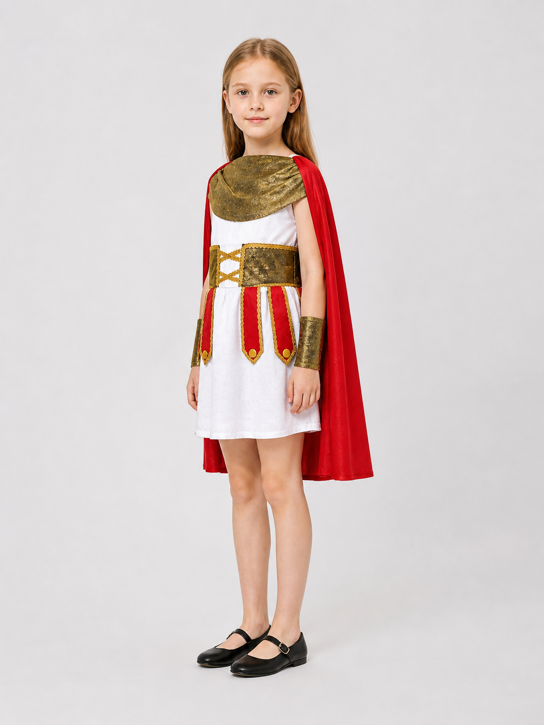Ancient Roman Warrior Costume with Red Cape for Cosplay side view