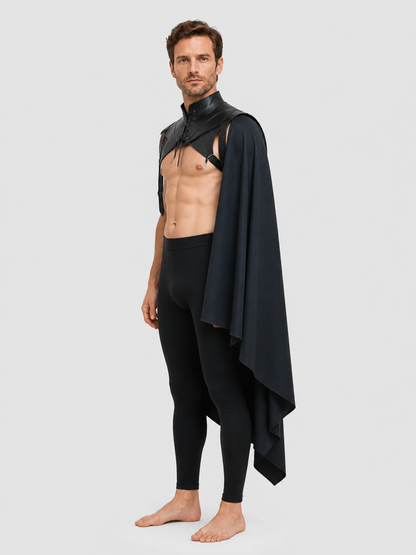 Black Asymmetrical Vampire Cape for Halloween side view