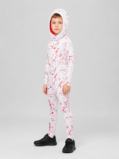 Demon Cosplay Costume with Hood, White and Red side view