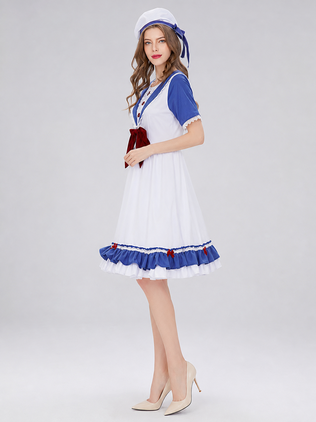 Cosplay Dress Costume with a Bow and Ruffles