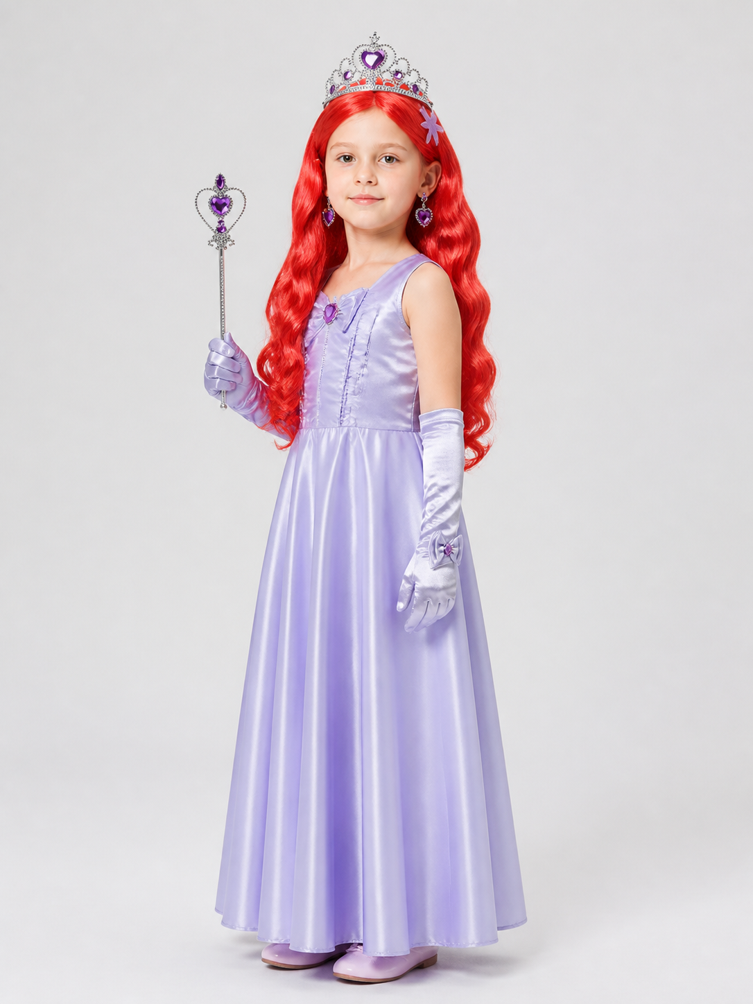 Princess Cosplay Set: Crown, Wand, Wig, Gloves side view