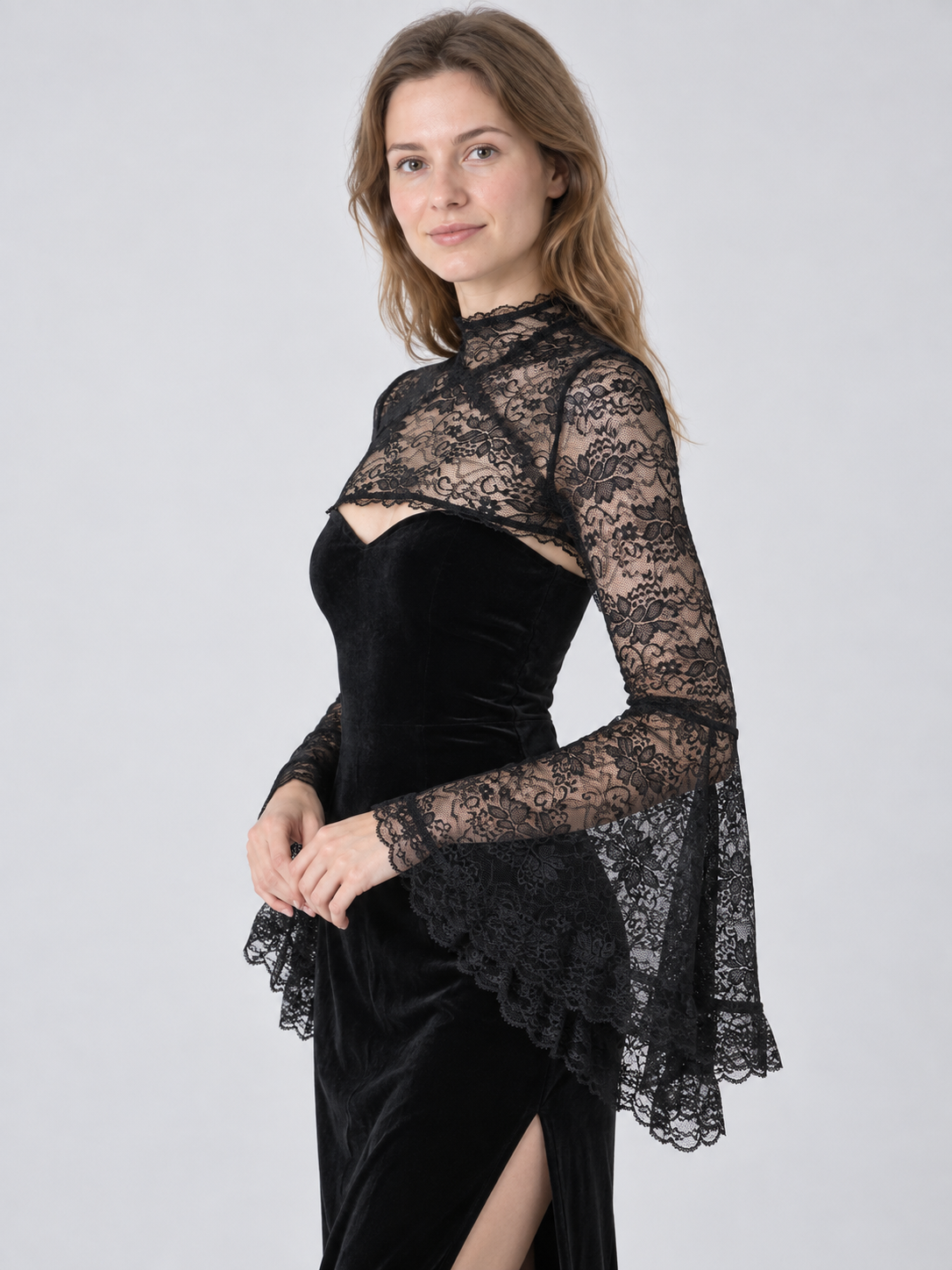 Black Lace Bolero with High Collar