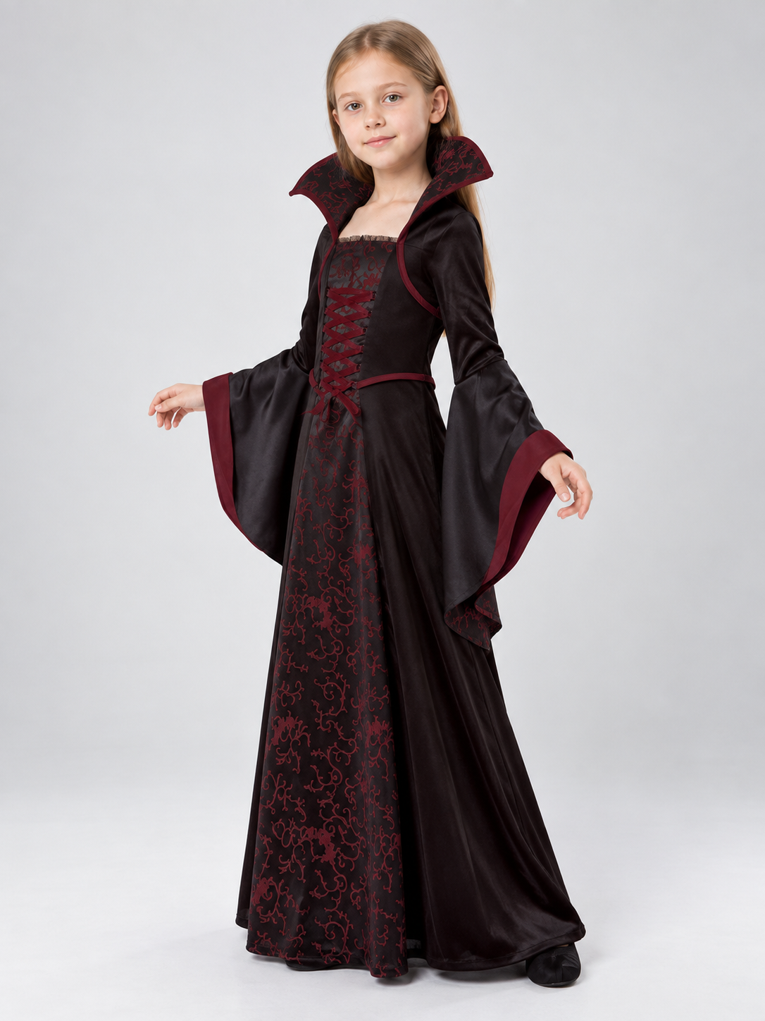 Carnival Dress with High Collar and Lacing