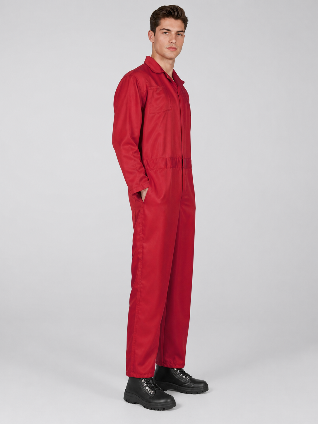 Red Miles Long-Sleeve Jumpsuit