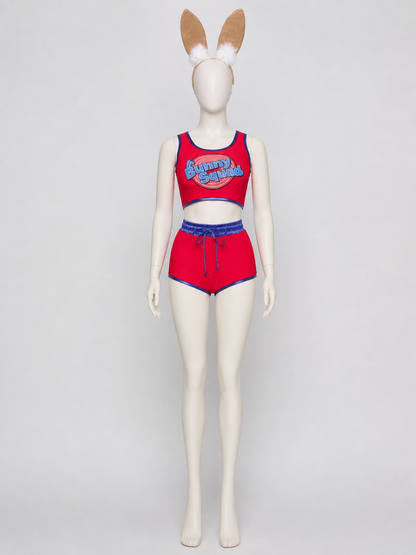 Stage Costume with Ears: Top, Shorts, and Headband side view