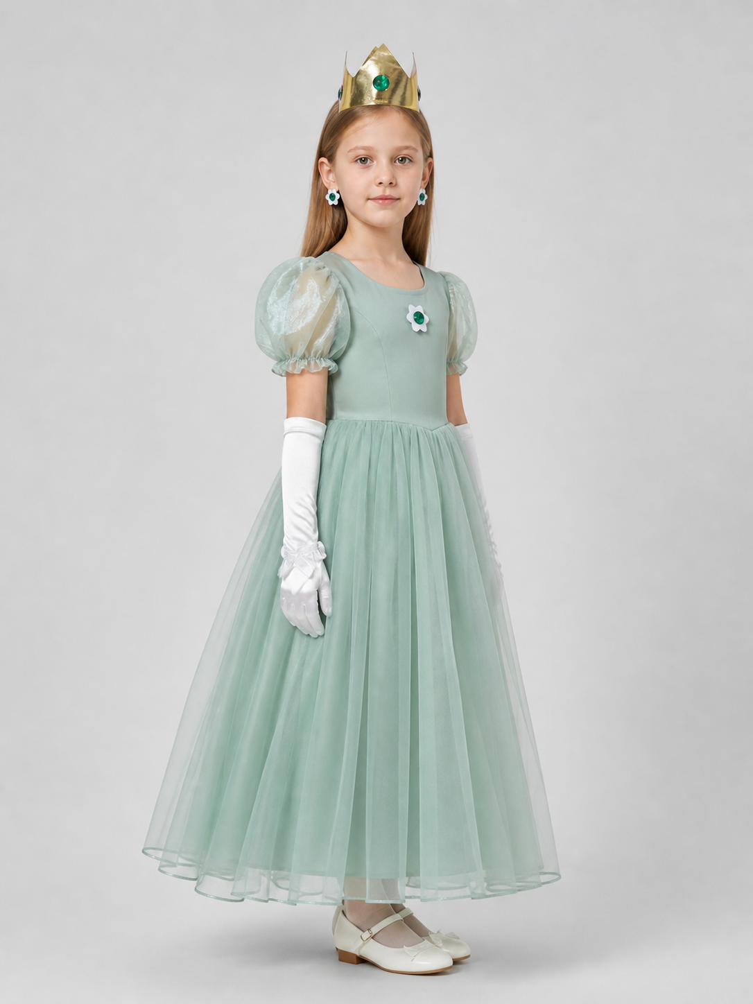 Daisy Accessories Set: Crown, Brooch, Earrings, and Gloves side view