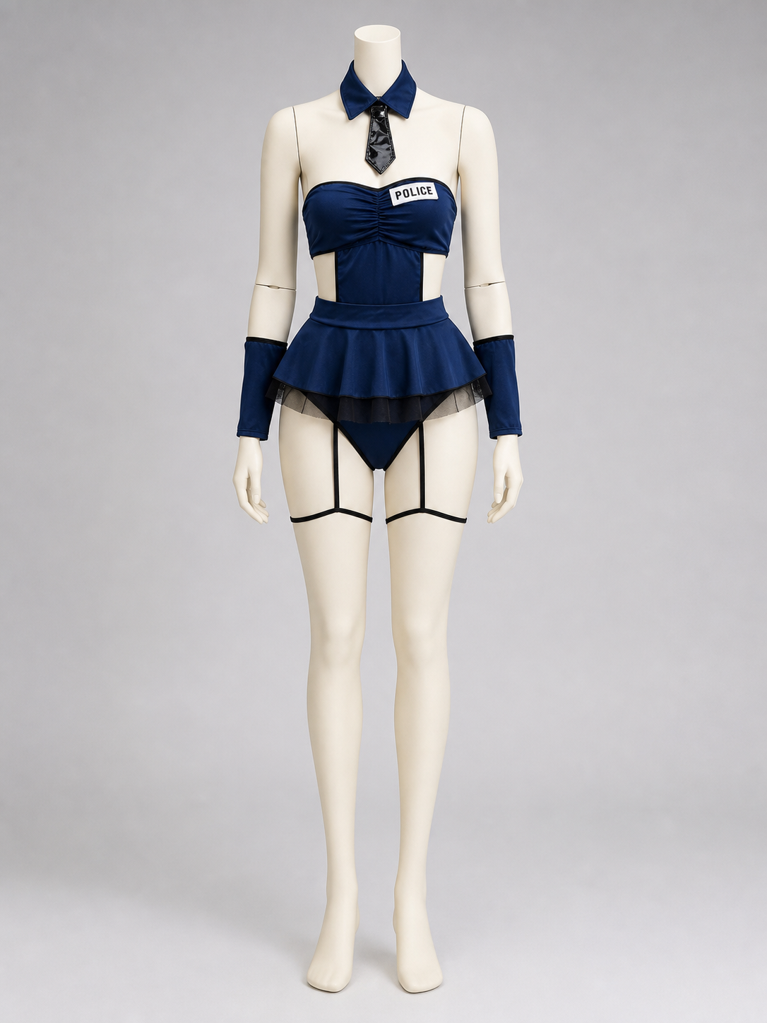 Police Costume with Short Skirt and Cap side view