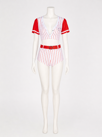 Striped Baseball Outfit: Top and Shorts side view