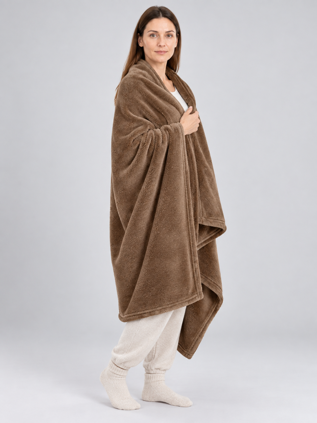 Brown polyester blanket soft fluffy double-sided
