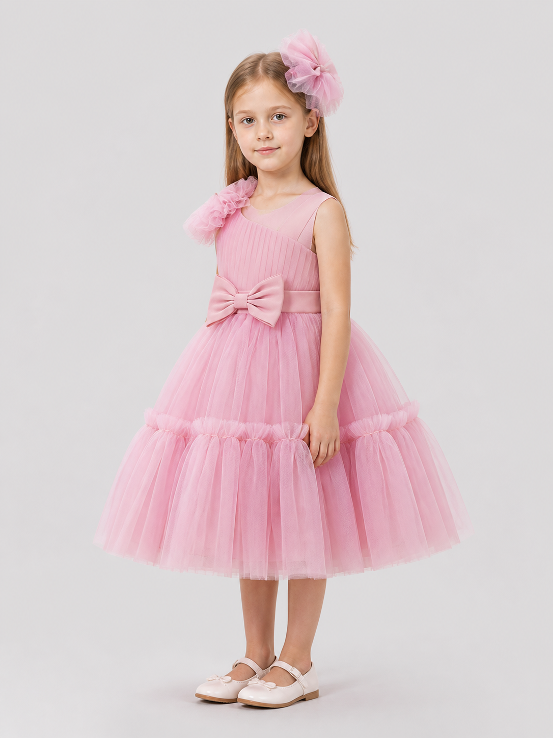 Full Tulle Flower Girl Dress with Bow