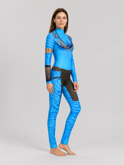 Avatar 2 Carnival Costume: Blue Jumpsuit side view