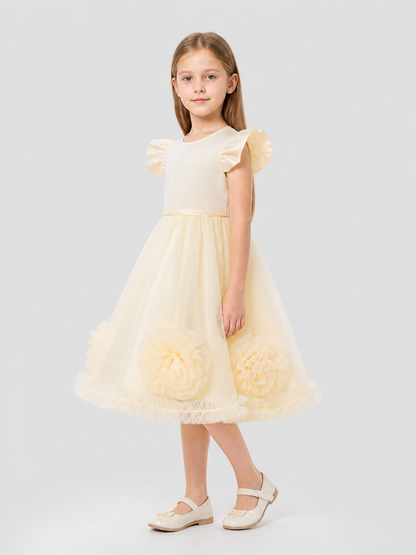 Children's Princess Dress with Flutter Sleeves side view