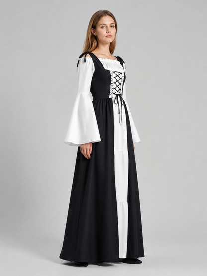 Long Medieval-Style Dress with Lace-Up Detail side view